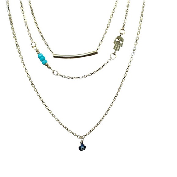Layered evil Eye , Hamsa necklace. New - Picture 8 of 11